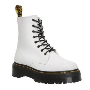DR. MARTENS AirWair Jadon White Leather Platform Combat Boots Women’s 8 Men’s 7